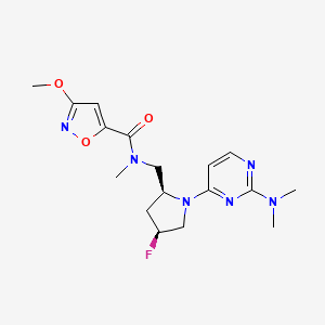 molecular formula C17H23FN6O3 B6825005 N-[[(2S,4S)-1-[2-(dimethylamino)pyrimidin-4-yl]-4-fluoropyrrolidin-2-yl]methyl]-3-methoxy-N-methyl-1,2-oxazole-5-carboxamide 