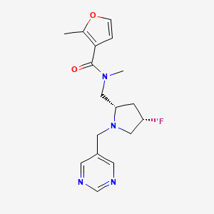 molecular formula C17H21FN4O2 B6825026 N-[[(2S,4S)-4-fluoro-1-(pyrimidin-5-ylmethyl)pyrrolidin-2-yl]methyl]-N,2-dimethylfuran-3-carboxamide 