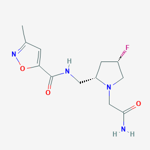 molecular formula C12H17FN4O3 B6825068 N-[[(2S,4S)-1-(2-amino-2-oxoethyl)-4-fluoropyrrolidin-2-yl]methyl]-3-methyl-1,2-oxazole-5-carboxamide 