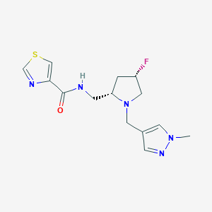 molecular formula C14H18FN5OS B6825134 N-[[(2S,4S)-4-fluoro-1-[(1-methylpyrazol-4-yl)methyl]pyrrolidin-2-yl]methyl]-1,3-thiazole-4-carboxamide 