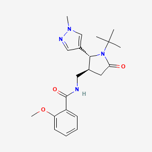 molecular formula C21H28N4O3 B6825233 N-[[(2R,3S)-1-tert-butyl-2-(1-methylpyrazol-4-yl)-5-oxopyrrolidin-3-yl]methyl]-2-methoxybenzamide 