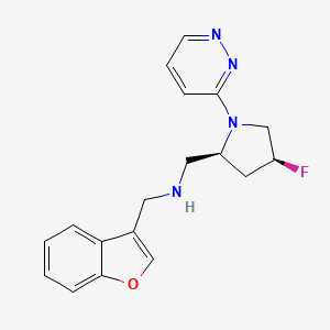 molecular formula C18H19FN4O B6825346 N-(1-benzofuran-3-ylmethyl)-1-[(2S,4S)-4-fluoro-1-pyridazin-3-ylpyrrolidin-2-yl]methanamine 