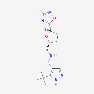 molecular formula C16H25N5O2 B6825364 N-[(5-tert-butyl-1H-pyrazol-4-yl)methyl]-1-[(2R,5S)-5-(3-methyl-1,2,4-oxadiazol-5-yl)oxolan-2-yl]methanamine 