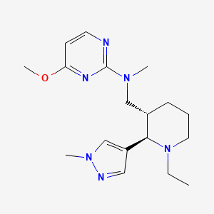 molecular formula C18H28N6O B6825371 N-[[(2R,3S)-1-ethyl-2-(1-methylpyrazol-4-yl)piperidin-3-yl]methyl]-4-methoxy-N-methylpyrimidin-2-amine 