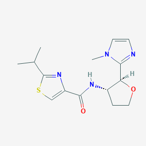 molecular formula C15H20N4O2S B6825392 N-[(2S,3S)-2-(1-methylimidazol-2-yl)oxolan-3-yl]-2-propan-2-yl-1,3-thiazole-4-carboxamide 