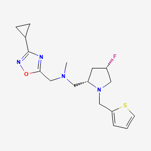 molecular formula C17H23FN4OS B6825421 N-[(3-cyclopropyl-1,2,4-oxadiazol-5-yl)methyl]-1-[(2S,4S)-4-fluoro-1-(thiophen-2-ylmethyl)pyrrolidin-2-yl]-N-methylmethanamine 