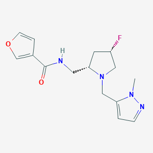 molecular formula C15H19FN4O2 B6825447 N-[[(2S,4S)-4-fluoro-1-[(2-methylpyrazol-3-yl)methyl]pyrrolidin-2-yl]methyl]furan-3-carboxamide 