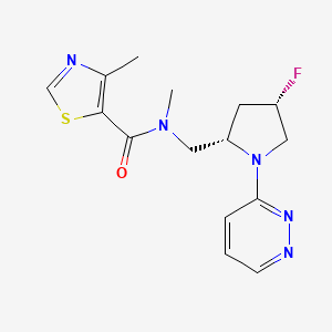 molecular formula C15H18FN5OS B6825458 N-[[(2S,4S)-4-fluoro-1-pyridazin-3-ylpyrrolidin-2-yl]methyl]-N,4-dimethyl-1,3-thiazole-5-carboxamide 