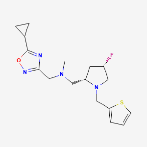 molecular formula C17H23FN4OS B6825494 N-[(5-cyclopropyl-1,2,4-oxadiazol-3-yl)methyl]-1-[(2S,4S)-4-fluoro-1-(thiophen-2-ylmethyl)pyrrolidin-2-yl]-N-methylmethanamine 