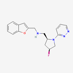 molecular formula C18H19FN4O B6825572 N-(1-benzofuran-2-ylmethyl)-1-[(2S,4S)-4-fluoro-1-pyridazin-3-ylpyrrolidin-2-yl]methanamine 