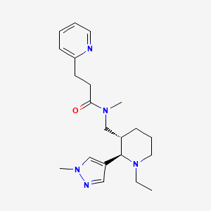 molecular formula C21H31N5O B6825591 N-[[(2R,3S)-1-ethyl-2-(1-methylpyrazol-4-yl)piperidin-3-yl]methyl]-N-methyl-3-pyridin-2-ylpropanamide 