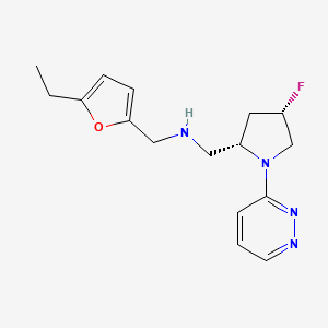 molecular formula C16H21FN4O B6825593 N-[(5-ethylfuran-2-yl)methyl]-1-[(2S,4S)-4-fluoro-1-pyridazin-3-ylpyrrolidin-2-yl]methanamine 
