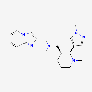 molecular formula C20H28N6 B6825646 N-(imidazo[1,2-a]pyridin-2-ylmethyl)-N-methyl-1-[(2R,3S)-1-methyl-2-(1-methylpyrazol-4-yl)piperidin-3-yl]methanamine 