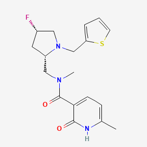 molecular formula C18H22FN3O2S B6825748 N-[[(2S,4S)-4-fluoro-1-(thiophen-2-ylmethyl)pyrrolidin-2-yl]methyl]-N,6-dimethyl-2-oxo-1H-pyridine-3-carboxamide 