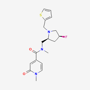 molecular formula C18H22FN3O2S B6825787 N-[[(2S,4S)-4-fluoro-1-(thiophen-2-ylmethyl)pyrrolidin-2-yl]methyl]-N,1-dimethyl-2-oxopyridine-4-carboxamide 