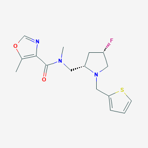 molecular formula C16H20FN3O2S B6825797 N-[[(2S,4S)-4-fluoro-1-(thiophen-2-ylmethyl)pyrrolidin-2-yl]methyl]-N,5-dimethyl-1,3-oxazole-4-carboxamide 
