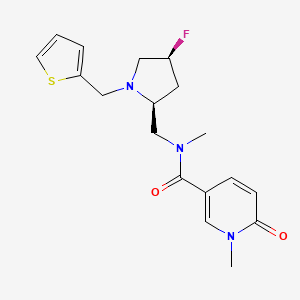 molecular formula C18H22FN3O2S B6825821 N-[[(2S,4S)-4-fluoro-1-(thiophen-2-ylmethyl)pyrrolidin-2-yl]methyl]-N,1-dimethyl-6-oxopyridine-3-carboxamide 