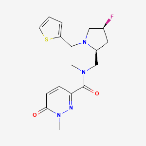 molecular formula C17H21FN4O2S B6825839 N-[[(2S,4S)-4-fluoro-1-(thiophen-2-ylmethyl)pyrrolidin-2-yl]methyl]-N,1-dimethyl-6-oxopyridazine-3-carboxamide 