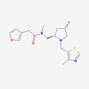molecular formula C17H22FN3O2S B6825868 N-[[(2S,4S)-4-fluoro-1-[(4-methyl-1,3-thiazol-5-yl)methyl]pyrrolidin-2-yl]methyl]-2-(furan-3-yl)-N-methylacetamide 