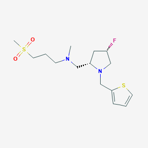 molecular formula C15H25FN2O2S2 B6825988 N-[[(2S,4S)-4-fluoro-1-(thiophen-2-ylmethyl)pyrrolidin-2-yl]methyl]-N-methyl-3-methylsulfonylpropan-1-amine 