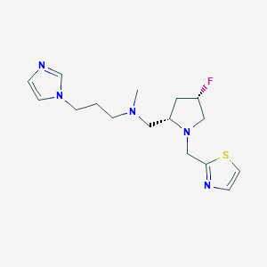 molecular formula C16H24FN5S B6826043 N-[[(2S,4S)-4-fluoro-1-(1,3-thiazol-2-ylmethyl)pyrrolidin-2-yl]methyl]-3-imidazol-1-yl-N-methylpropan-1-amine 