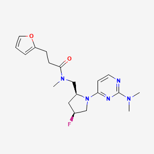 molecular formula C19H26FN5O2 B6826047 N-[[(2S,4S)-1-[2-(dimethylamino)pyrimidin-4-yl]-4-fluoropyrrolidin-2-yl]methyl]-3-(furan-2-yl)-N-methylpropanamide 