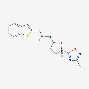 molecular formula C17H19N3O2S B6826138 N-(1-benzothiophen-2-ylmethyl)-1-[(2R,5S)-5-(3-methyl-1,2,4-oxadiazol-5-yl)oxolan-2-yl]methanamine 