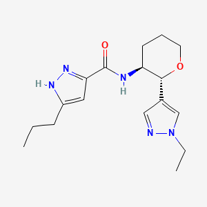 molecular formula C17H25N5O2 B6826202 N-[(2R,3S)-2-(1-ethylpyrazol-4-yl)oxan-3-yl]-5-propyl-1H-pyrazole-3-carboxamide 