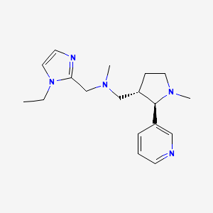 molecular formula C18H27N5 B6826208 N-[(1-ethylimidazol-2-yl)methyl]-N-methyl-1-[(2R,3S)-1-methyl-2-pyridin-3-ylpyrrolidin-3-yl]methanamine 