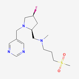 molecular formula C15H25FN4O2S B6826232 N-[[(2S,4S)-4-fluoro-1-(pyrimidin-5-ylmethyl)pyrrolidin-2-yl]methyl]-N-methyl-3-methylsulfonylpropan-1-amine 
