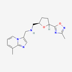 molecular formula C17H21N5O2 B6826246 N-[(8-methylimidazo[1,2-a]pyridin-3-yl)methyl]-1-[(2R,5S)-5-(3-methyl-1,2,4-oxadiazol-5-yl)oxolan-2-yl]methanamine 