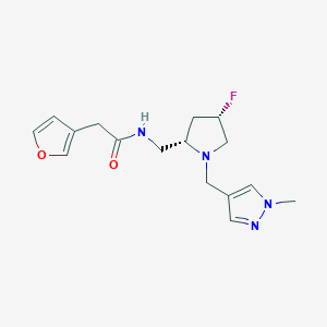 molecular formula C16H21FN4O2 B6826262 N-[[(2S,4S)-4-fluoro-1-[(1-methylpyrazol-4-yl)methyl]pyrrolidin-2-yl]methyl]-2-(furan-3-yl)acetamide 
