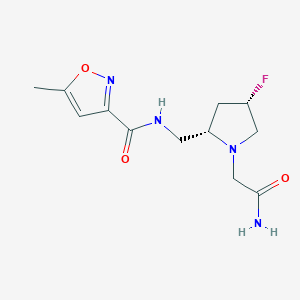 molecular formula C12H17FN4O3 B6826273 N-[[(2S,4S)-1-(2-amino-2-oxoethyl)-4-fluoropyrrolidin-2-yl]methyl]-5-methyl-1,2-oxazole-3-carboxamide 