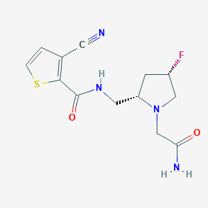 molecular formula C13H15FN4O2S B6826278 N-[[(2S,4S)-1-(2-amino-2-oxoethyl)-4-fluoropyrrolidin-2-yl]methyl]-3-cyanothiophene-2-carboxamide 