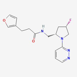 molecular formula C16H19FN4O2 B6826386 N-[[(2S,4S)-4-fluoro-1-pyridazin-3-ylpyrrolidin-2-yl]methyl]-3-(furan-3-yl)propanamide 