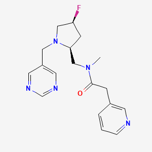 molecular formula C18H22FN5O B6826618 N-[[(2S,4S)-4-fluoro-1-(pyrimidin-5-ylmethyl)pyrrolidin-2-yl]methyl]-N-methyl-2-pyridin-3-ylacetamide 