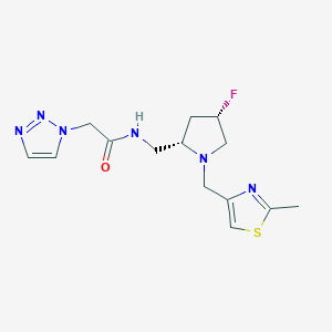 molecular formula C14H19FN6OS B6826625 N-[[(2S,4S)-4-fluoro-1-[(2-methyl-1,3-thiazol-4-yl)methyl]pyrrolidin-2-yl]methyl]-2-(triazol-1-yl)acetamide 