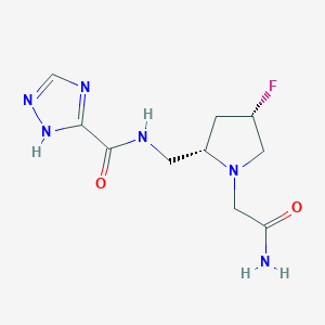 molecular formula C10H15FN6O2 B6826670 N-[[(2S,4S)-1-(2-amino-2-oxoethyl)-4-fluoropyrrolidin-2-yl]methyl]-1H-1,2,4-triazole-5-carboxamide 