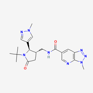 molecular formula C20H26N8O2 B6826673 N-[[(2R,3S)-1-tert-butyl-2-(1-methylpyrazol-4-yl)-5-oxopyrrolidin-3-yl]methyl]-3-methyltriazolo[4,5-b]pyridine-6-carboxamide 
