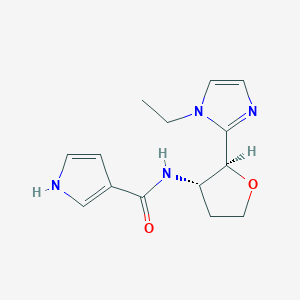 molecular formula C14H18N4O2 B6826709 N-[(2S,3S)-2-(1-ethylimidazol-2-yl)oxolan-3-yl]-1H-pyrrole-3-carboxamide 