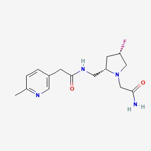 molecular formula C15H21FN4O2 B6826838 N-[[(2S,4S)-1-(2-amino-2-oxoethyl)-4-fluoropyrrolidin-2-yl]methyl]-2-(6-methylpyridin-3-yl)acetamide 