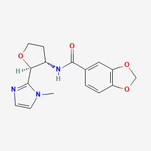 molecular formula C16H17N3O4 B6826852 N-[(2S,3S)-2-(1-methylimidazol-2-yl)oxolan-3-yl]-1,3-benzodioxole-5-carboxamide 
