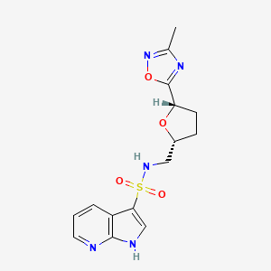 molecular formula C15H17N5O4S B6826890 N-[[(2R,5S)-5-(3-methyl-1,2,4-oxadiazol-5-yl)oxolan-2-yl]methyl]-1H-pyrrolo[2,3-b]pyridine-3-sulfonamide 