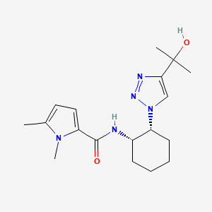 molecular formula C18H27N5O2 B6826939 N-[(1S,2R)-2-[4-(2-hydroxypropan-2-yl)triazol-1-yl]cyclohexyl]-1,5-dimethylpyrrole-2-carboxamide 