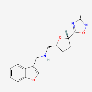 molecular formula C18H21N3O3 B6826955 N-[(2-methyl-1-benzofuran-3-yl)methyl]-1-[(2R,5S)-5-(3-methyl-1,2,4-oxadiazol-5-yl)oxolan-2-yl]methanamine 