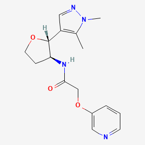 molecular formula C16H20N4O3 B6826978 N-[(2R,3S)-2-(1,5-dimethylpyrazol-4-yl)oxolan-3-yl]-2-pyridin-3-yloxyacetamide 