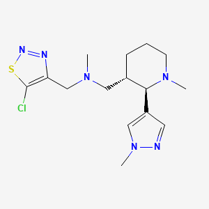 molecular formula C15H23ClN6S B6826987 N-[(5-chlorothiadiazol-4-yl)methyl]-N-methyl-1-[(2R,3S)-1-methyl-2-(1-methylpyrazol-4-yl)piperidin-3-yl]methanamine 