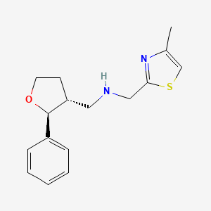 molecular formula C16H20N2OS B6827008 N-[(4-methyl-1,3-thiazol-2-yl)methyl]-1-[(2S,3R)-2-phenyloxolan-3-yl]methanamine 