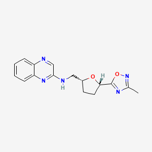 molecular formula C16H17N5O2 B6827042 N-[[(2R,5S)-5-(3-methyl-1,2,4-oxadiazol-5-yl)oxolan-2-yl]methyl]quinoxalin-2-amine 