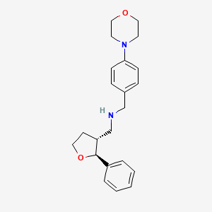 molecular formula C22H28N2O2 B6827053 N-[(4-morpholin-4-ylphenyl)methyl]-1-[(2S,3R)-2-phenyloxolan-3-yl]methanamine 